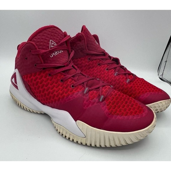 Peak Basketball Shoes Red White Men's Size 11 High Top Athletic Sneakers Outdoor
